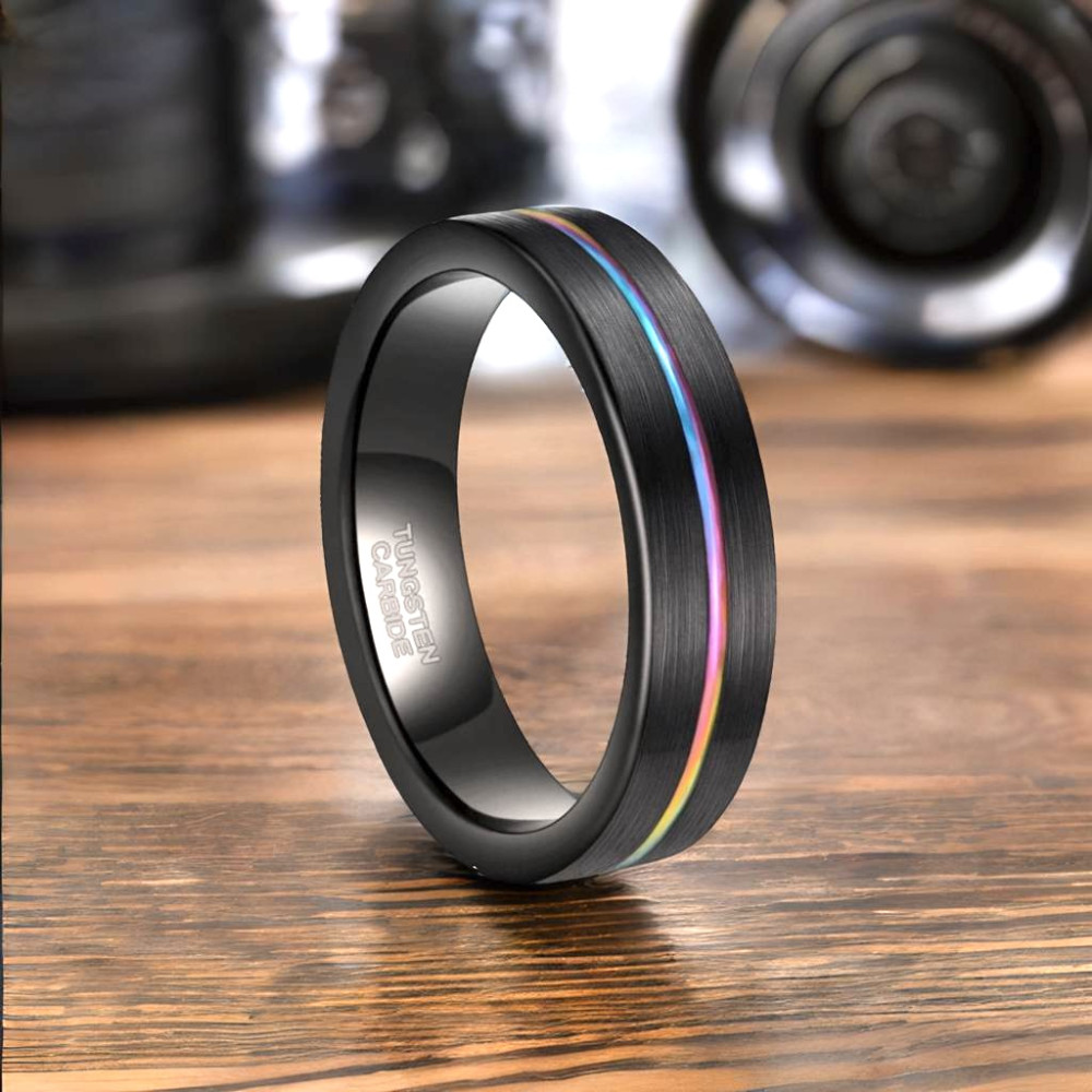Anillo de tungsteno cepillado personalizado para hombre