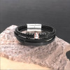 Bracelet homme cuir noir ballon football personnalisable