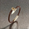 Braided Leather Bracelet for Men with Nail Design and Steel Clasp