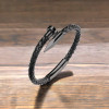Braided Leather Bracelet for Men with Nail Design and Steel Clasp