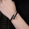 Bracciale in Pelle Intrecciata da Uomo con Chiodo e Chiusura in Acciaio