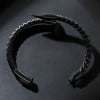 Bracciale in Pelle Intrecciata da Uomo con Chiodo e Chiusura in Acciaio