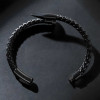 Braided Leather Bracelet for Men with Nail Design and Steel Clasp