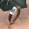 Bracciale da Uomo in Pelle Intrecciata con Chiusura in Acciaio e Motivo Ragno