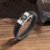Bracciale da Uomo in Pelle Intrecciata con Chiusura in Acciaio e Motivo Ragno