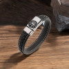 Bracelet homme cuir tresse fermoir acier motif araignee