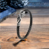 Braided Leather Bangle with Steel Dragon Clasp