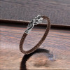 Braided Leather Bangle with Steel Dragon Clasp