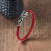 Braided Leather Bangle with Steel Dragon Clasp