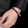 Braided Leather Bangle with Steel Dragon Clasp