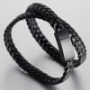 Bracciale Uomo in Pelle Intrecciata con Chiusura Magnetica in Acciaio