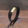 Bracciale Uomo in Pelle Intrecciata con Chiusura Magnetica in Acciaio
