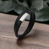 Bracciale Uomo in Pelle Intrecciata con Chiusura Magnetica in Acciaio