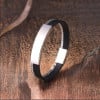 Bracelet personnalisable homme gourmette acier inox et cuir