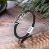 Bracciale Polsino in Pelle Intrecciata Drago Acciaio Inossidabile Chiusura Magnetica