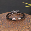 Bracciale Polsino in Pelle Intrecciata Drago Acciaio Inossidabile Chiusura Magnetica