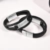 Personalized men's leather curb bracelet