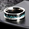 Anello da matrimonio personalizzabile in titanio e turchese, incisione disponibile