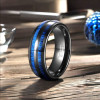 Anello di Nozze Personalizzato in Tungsteno Nero con Linee di Legno Blu
