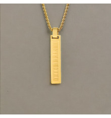 Pendentif personnalise homme collier Acier barre chiffre romain noir personnaliser