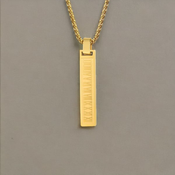 Pendentif personnalise homme collier Acier barre chiffre romain noir personnaliser
