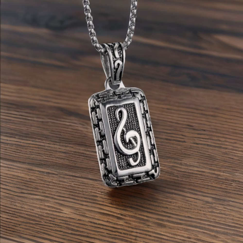 Pendente uomo chiave di nota musicale acciaio inox