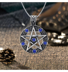 Men's Stainless Steel Pentacls Zirconia Inlay Pendant