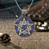 Men's Stainless Steel Pentacls Zirconia Inlay Pendant