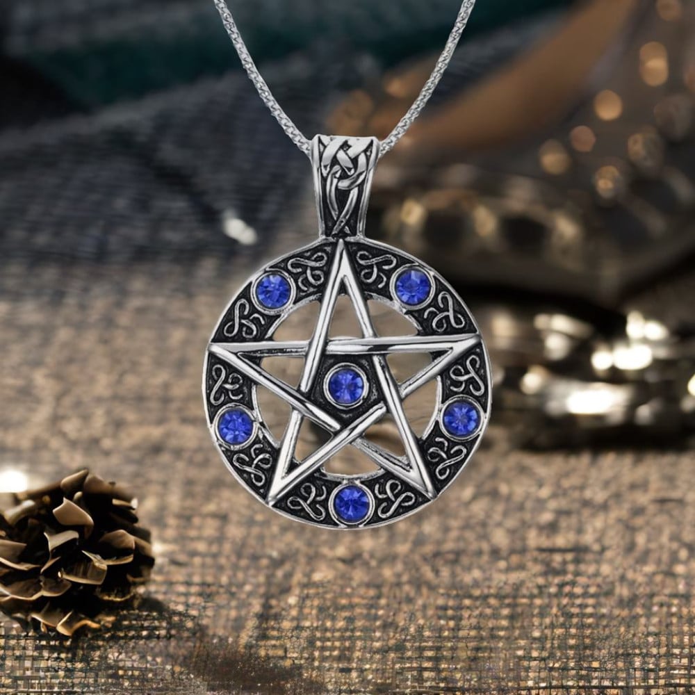 Pendentif homme pentacle punkstar acier zirconium