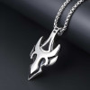 Pendentif homme epee bouclier acier resine noir finition polie