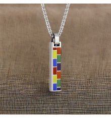 Men's multicolore black steel pendant bar custom engraving