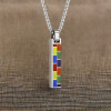 Pendentif personnalise homme acier noir multicolore barre a graver