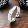 Women's Sterling Silver Concave Hammered Open Ring