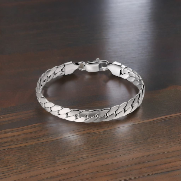 Bracciale da uomo a catena cubana in acciaio inossidabile con finitura lucida