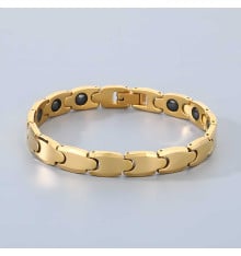 Men's Golden Polished Tungsten Carbide Magnetic Bracelet