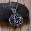 Men's Stainless Steel Pentacls Zirconia Inlay Pendant