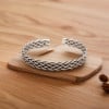 Geflochtenes Armreif aus Sterlingsilber, offen, für Herren und Damen