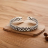 Sterling Silver Braided Open Cuff Bracelet for Men and Women