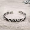 Geflochtenes Armreif aus Sterlingsilber, offen, für Herren und Damen