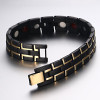 Bracelet acier magnetique homme 2ton noir brosse