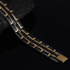 Bracelet acier magnetique homme 2ton noir brosse