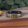 Bracelet acier magnetique homme 2ton noir brosse