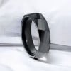 Bague anneau ceramique noire facettes homme femme