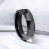 Faceted black ceramic ring for men and women