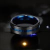 Bague homme tungstene rainure central ligne bleue personnalisable
