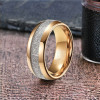 Personalized wedding ring alliance gold plated tungsten white fiber