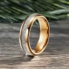 Bague mariage personnalisee alliance plaque or tungstene fibre blanche