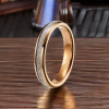 Personalized wedding ring alliance gold plated tungsten white fiber
