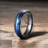 Anello di Nozze Personalizzato in Tungsteno Nero con Linee di Legno Blu