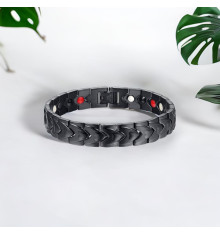 Men's Black Magnetic Brushed Stainless Steel Heart Bracelet